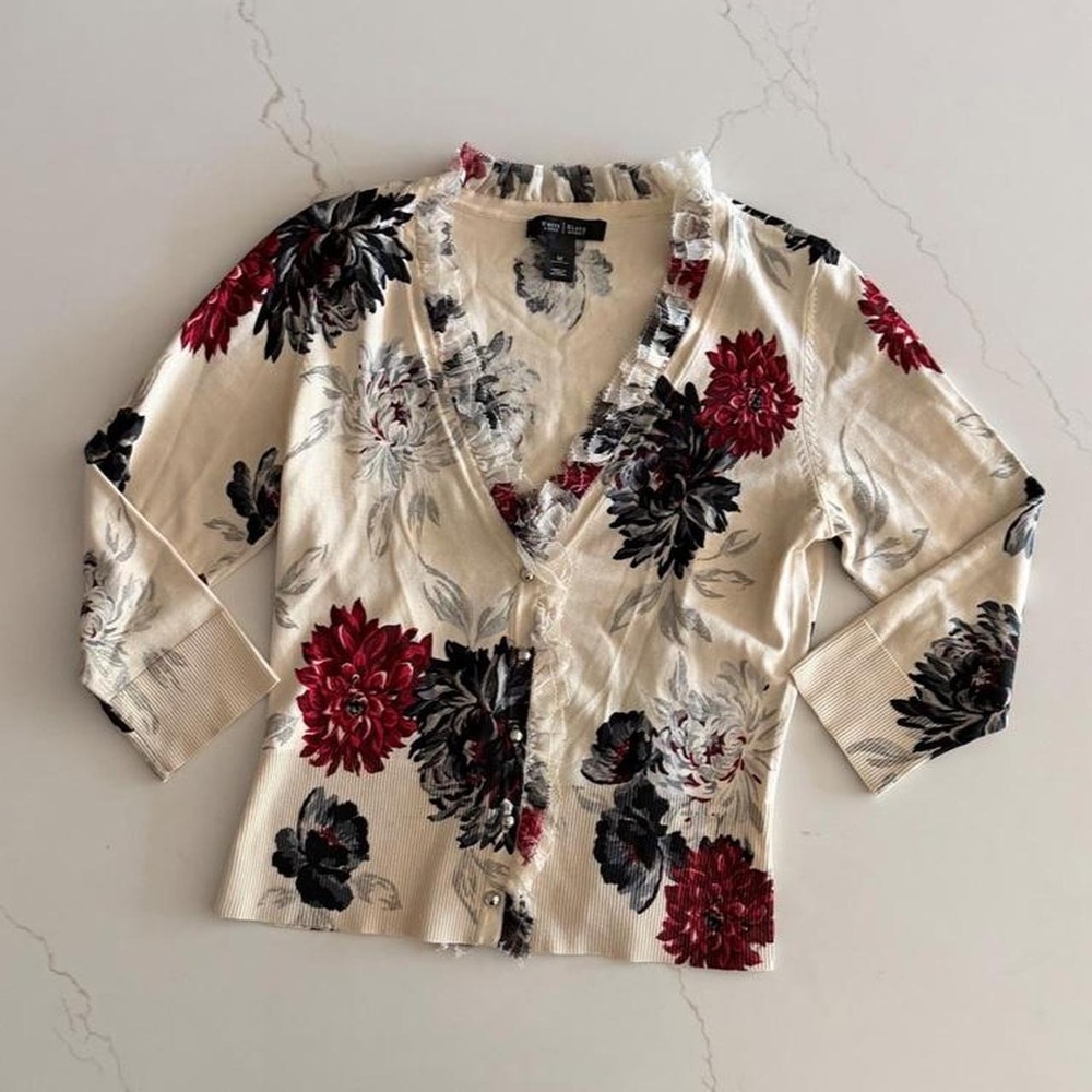 White House Black Market floral print cardigan